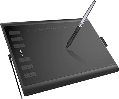 XOPPOX Graphics Drawing Tablet 10 x 6 Inch Large Active Area with 8192  Levels Battery-Free Pen and 12 Hot Keys, Compatible with PC/Mac/Android OS  for