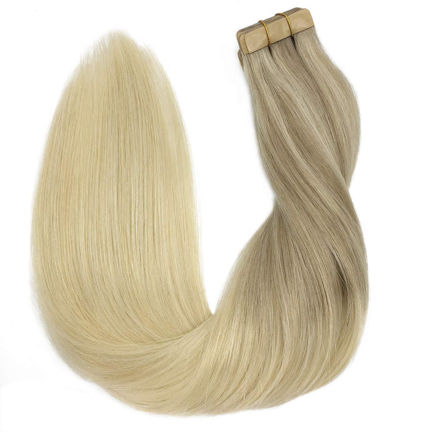 Ombre Ash Blonde to Golden Blonde and Platinum Blonde 20pcs 50g Straig ...