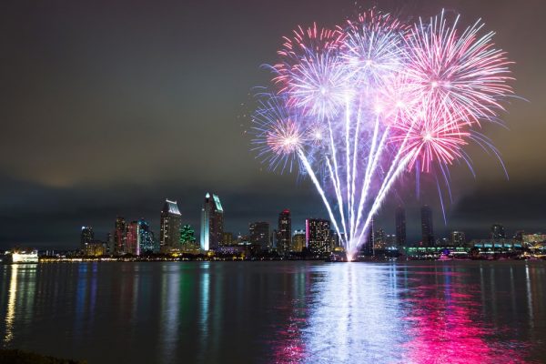 fireworks over San Diego