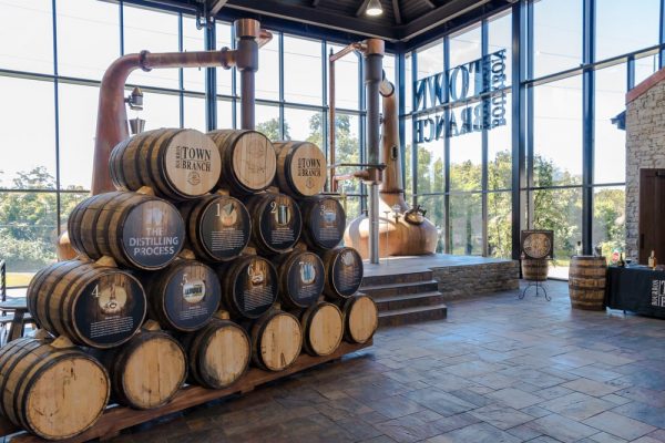 stacked barrels of bourbon