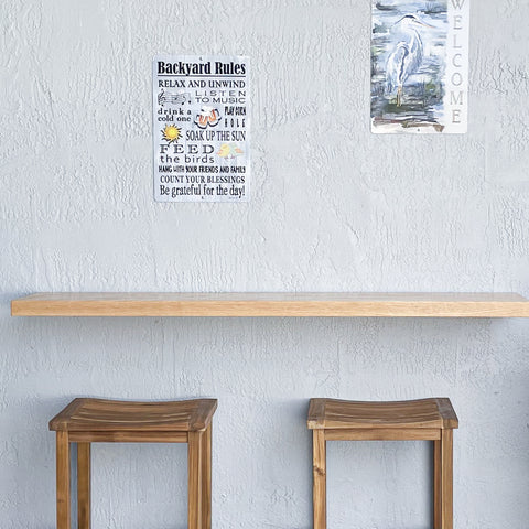 Natural Finish Ash Floating Shelf used as wall mounted table