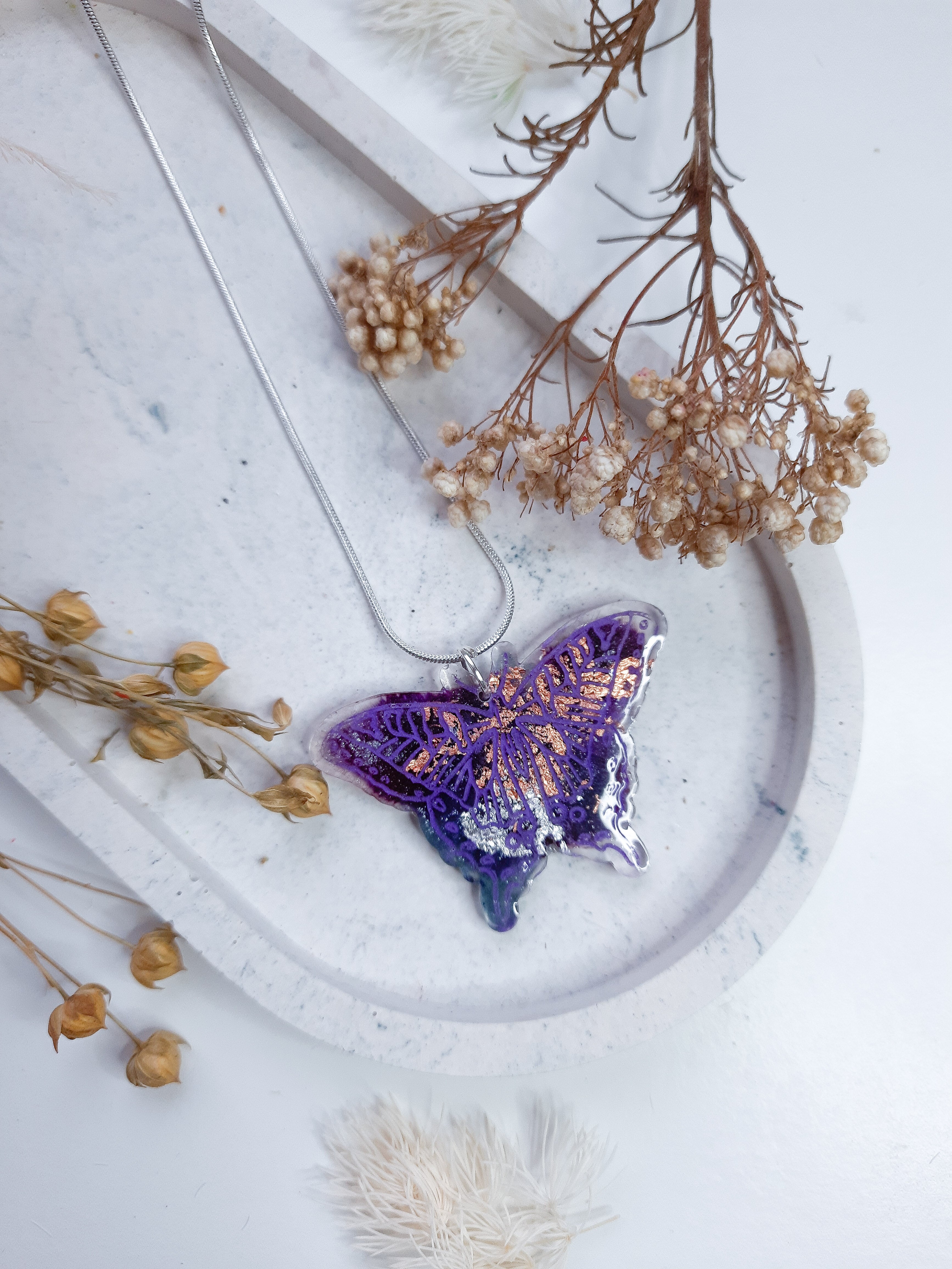 resin butterfly necklace