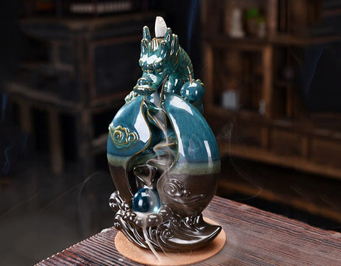 dragon waterfall incense burner