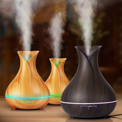 Wood Grain Tulip Essential Oil Aroma LED Diffuser With Controller 550m –  Incense Soul