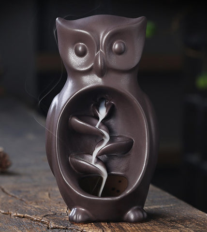 waterfall backflow incense burner owl