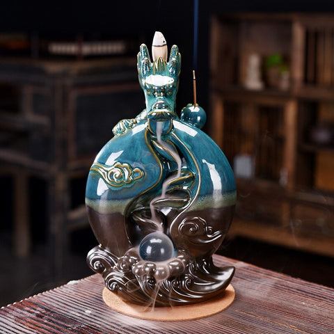 dragon waterfall incense cone burner