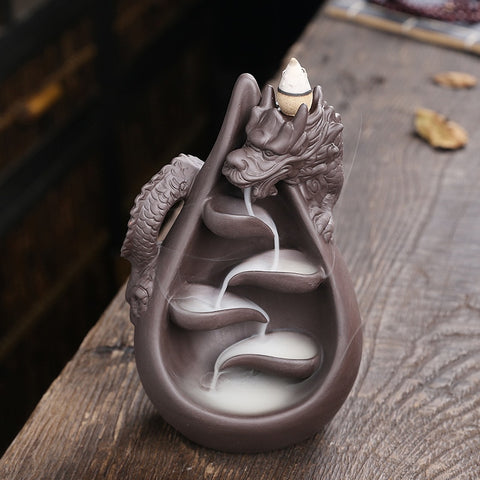 dragon cascading incense burner