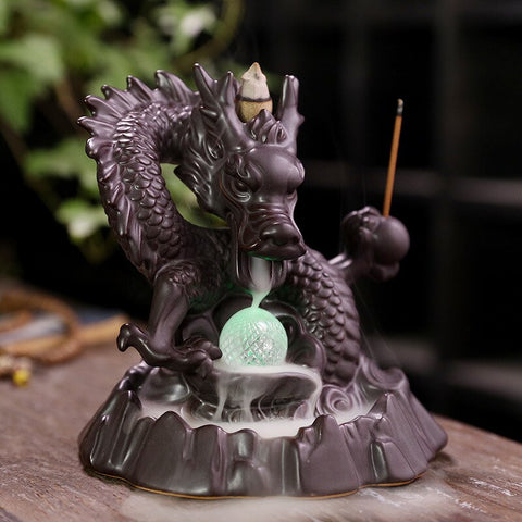 ceramic dragon led incense burner