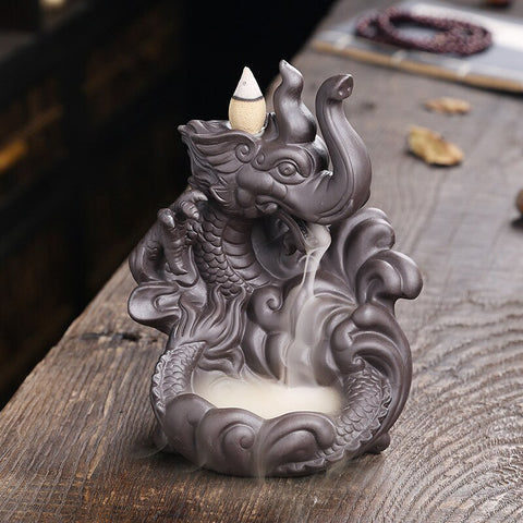 dragon and elephant incense burner