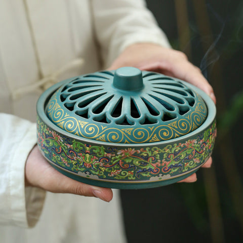 enamel incense coil burner