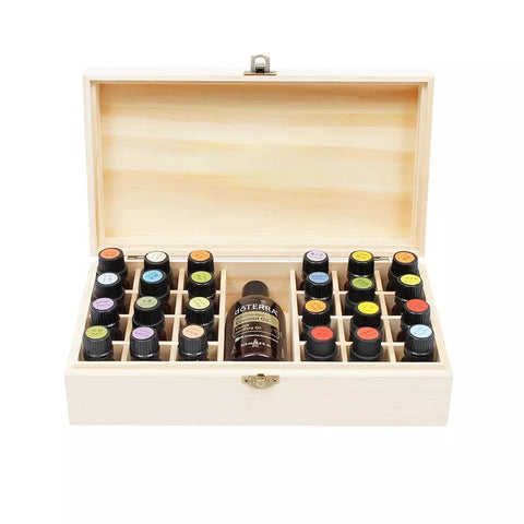 wooden essential oil storage box