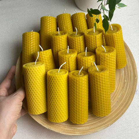 natural rolled beeswax candles