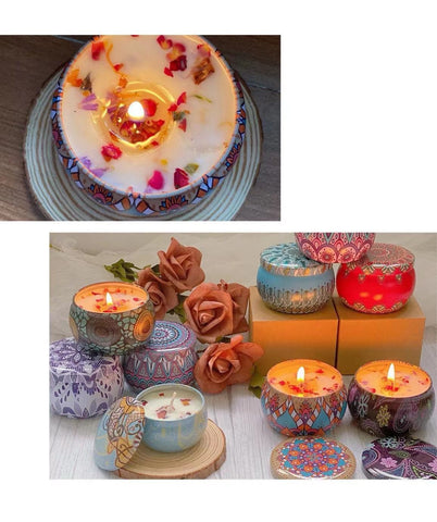 candles with dried flowers