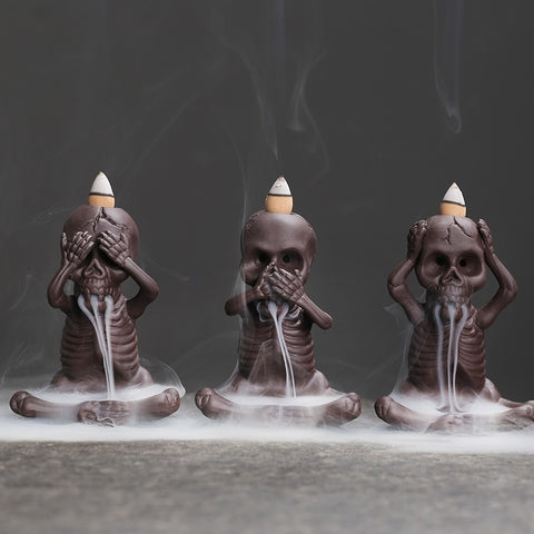 halloween skeleton backflow incense cone bnurner stick holder