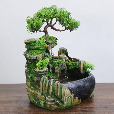 bonsai tree with waterfall