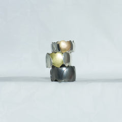 Aurifex Goldschmiede Ringe aus der Kollektion Herzen in Silber mit Rotgold und Gelbgold und in Silber geschwärzt