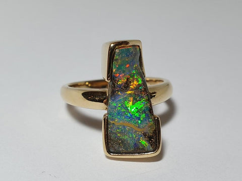 Boulder opal engagement ring