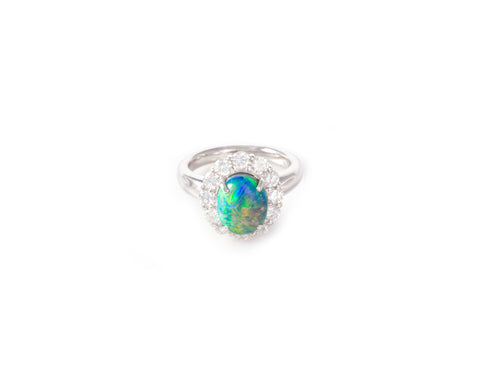 Engagement ring with opal stone
