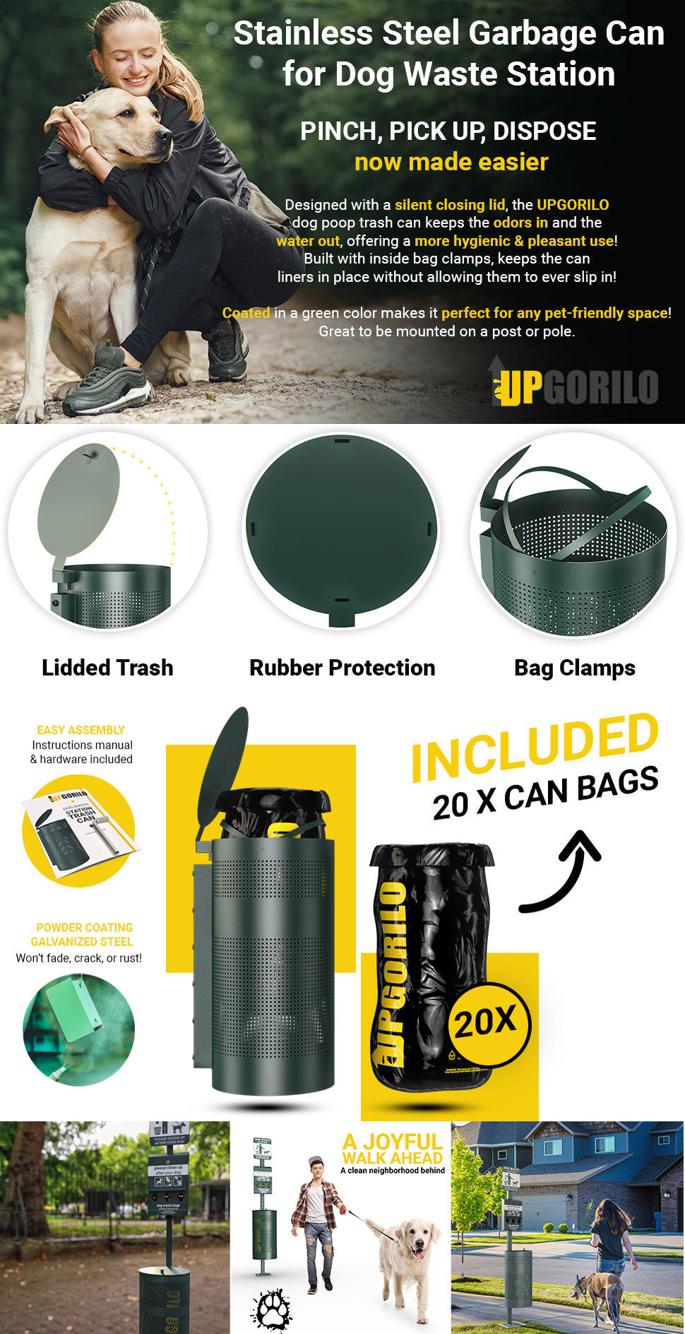 dog waste station trash can upgorilo