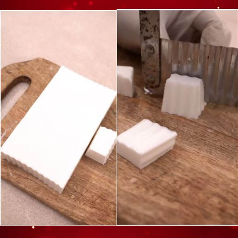 Step 1 cut the soap base into small chunks