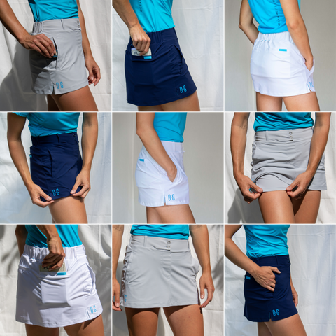 Collage of Ocean Meets Green Golf Skirts