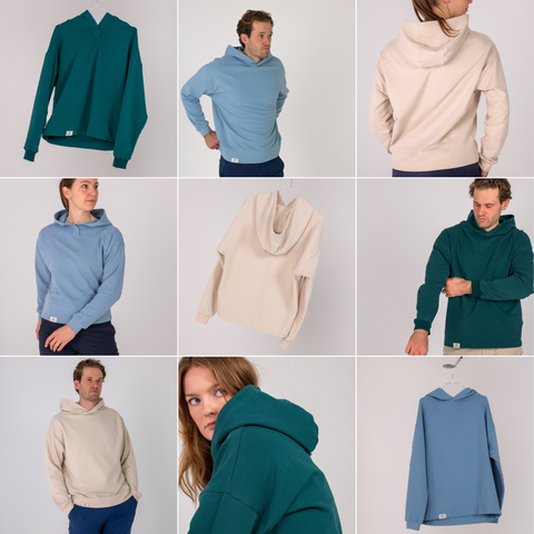 Image of all Ocean Meets Green Hoodies in a collage