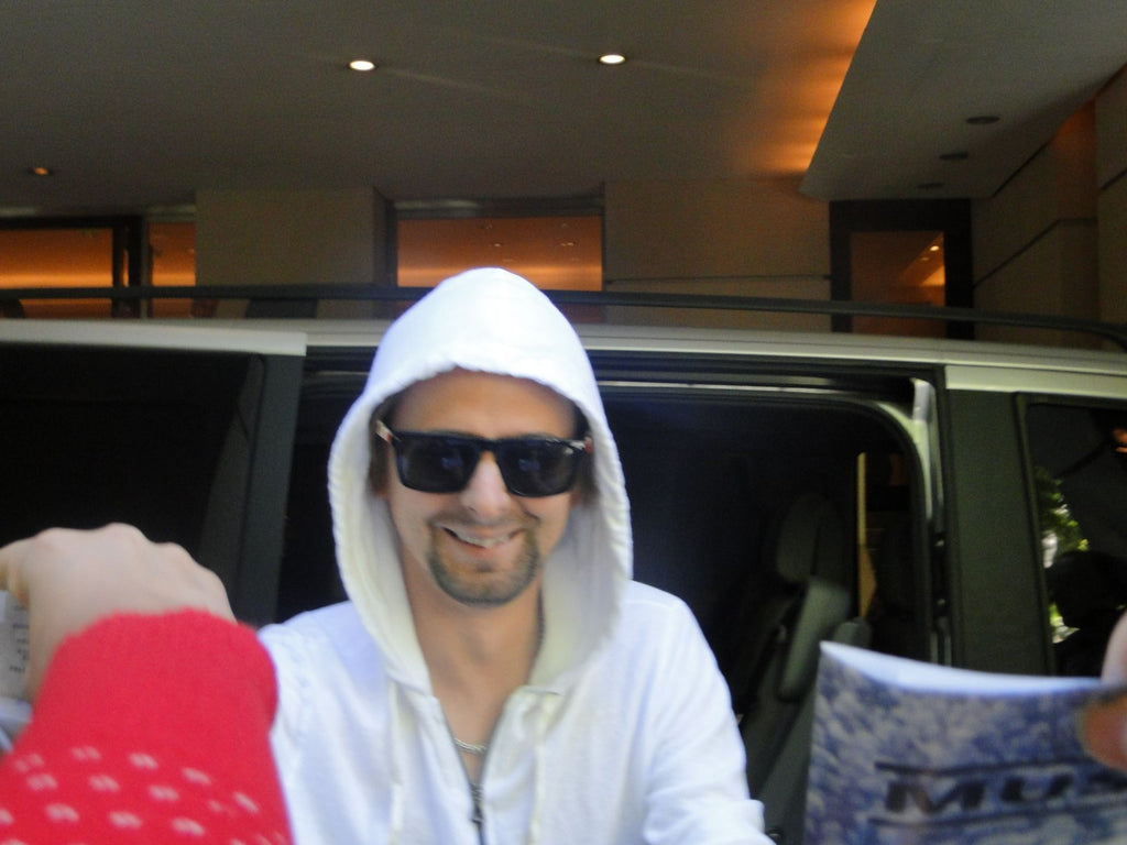 Matt Bellamy of Muse wearing beaded sunglasses by Jenny Dayco 