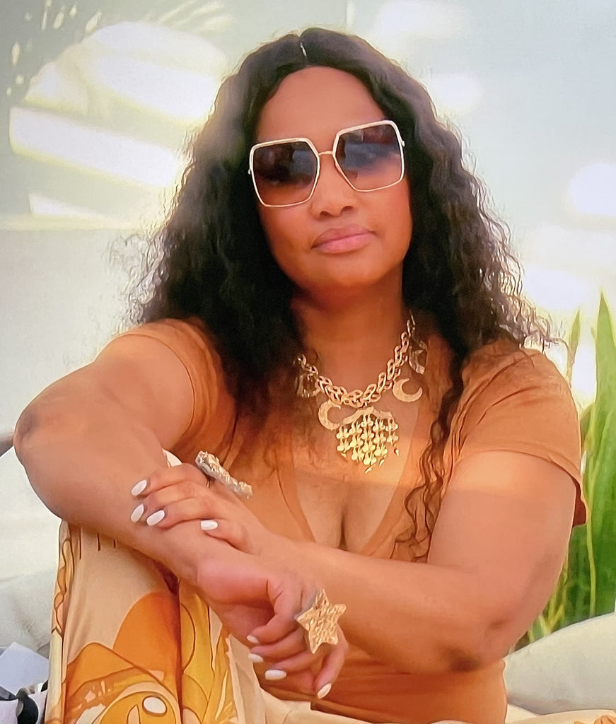 Garcelle Beauvais wearing Jenny Dayco jewelry on RHOBH