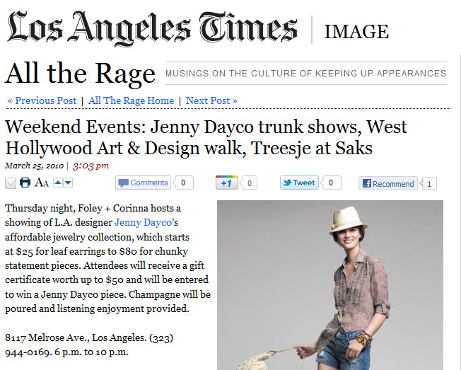 Los Angeles Times features Jenny Dayco jewelry 