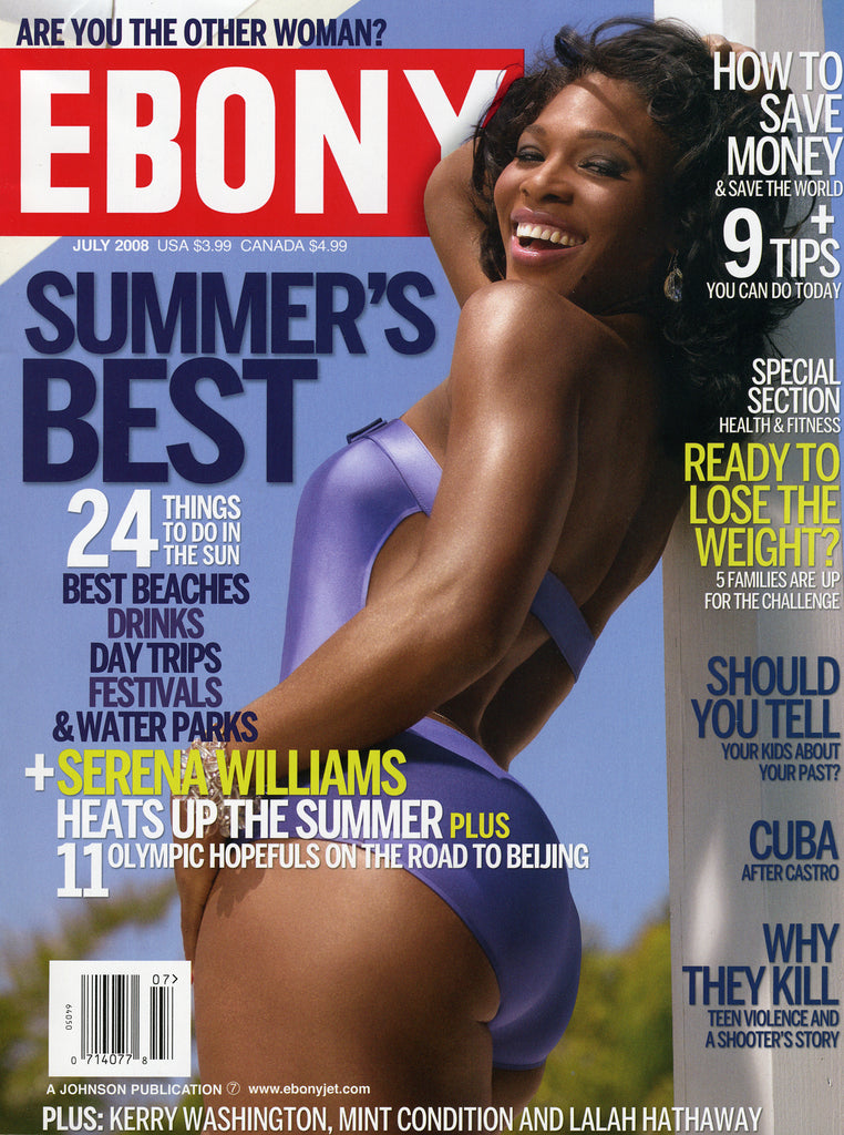 Serena Williams wearing Jenny Dayco earrings on the cover of Ebony magazine