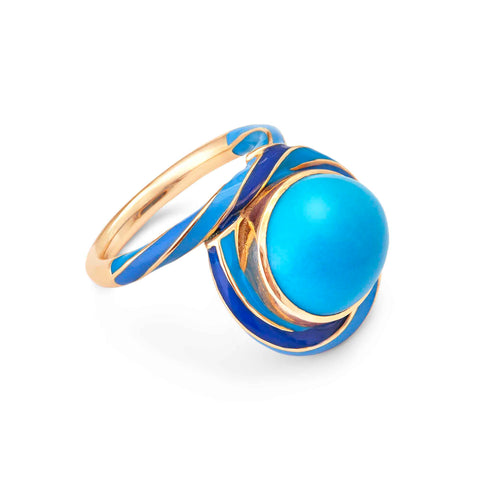 Rock Candy gemstone rings can be hand made with your choice of gemstones and enamel like this turquoise bespoke ring