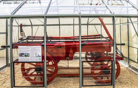 Victorian Fire Engine in greenhouse on Alderney