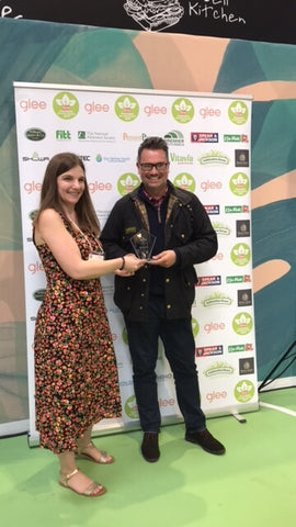 Rhino Greenhouses Direct receiving Best Greenhouse Brand award at the Great British Growing Awards, Glee NEC, Grow Your Own