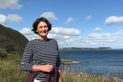 Fran Philips on Welsh coast La-Di Dardy Flowers