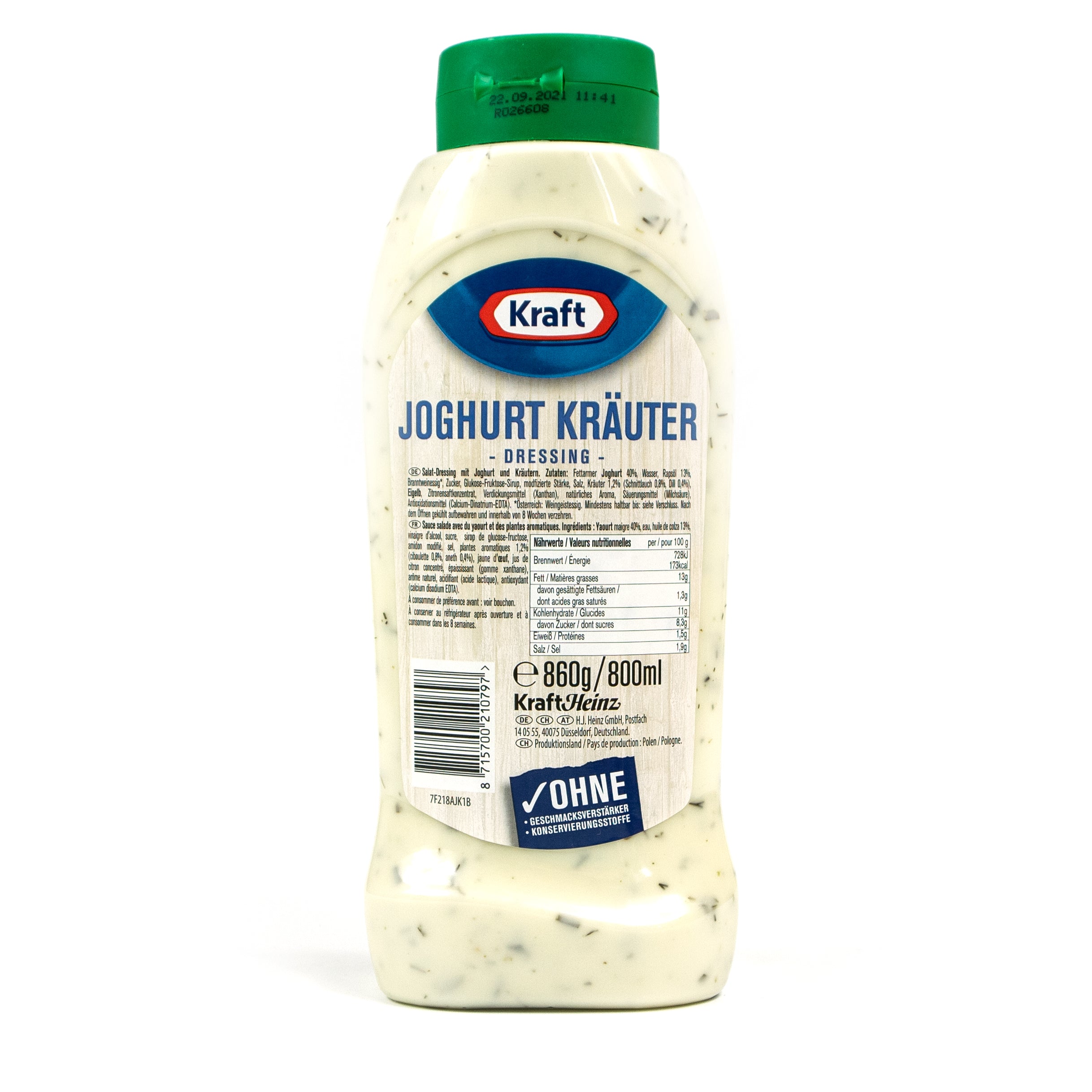 Kraft - Joghurt Kräuter Dressing Salatdressing 800 ml mit 40% fettarme ...