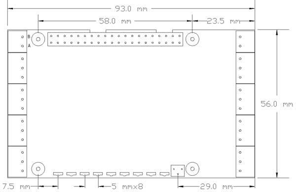 Four Serial Ports for Raspberry Pi Mechanical Dimensions