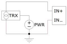 Case 2: Three wire transmitter, shared ground.