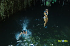 Jumping into Cenote, Mexico