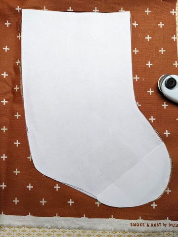 stocking template on fabric