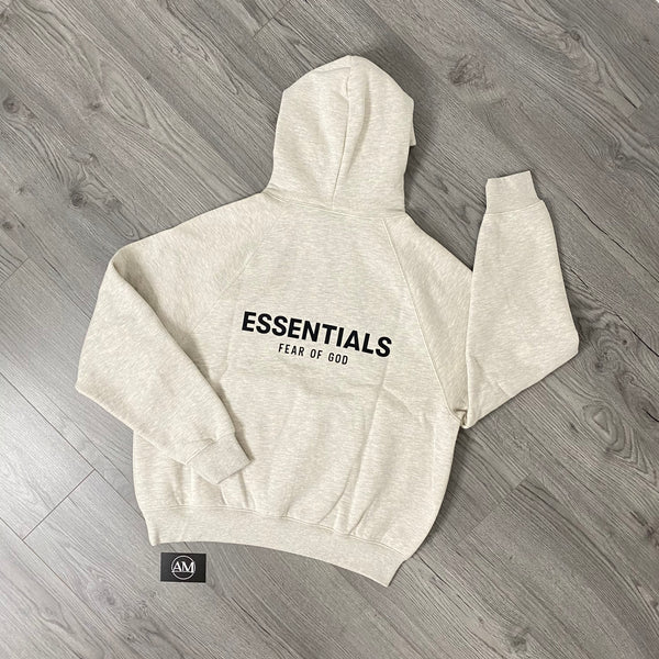 Fear of God Essentials 3D Silicon Applique Pullover Hoodie Heather Oatmeal  - FW20 - US