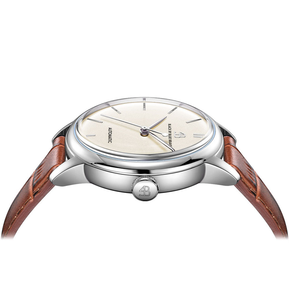 CLASSIC 1986 AUTOMATIC WHITE DIAL WITH BROWN STRAP - 4B Watches