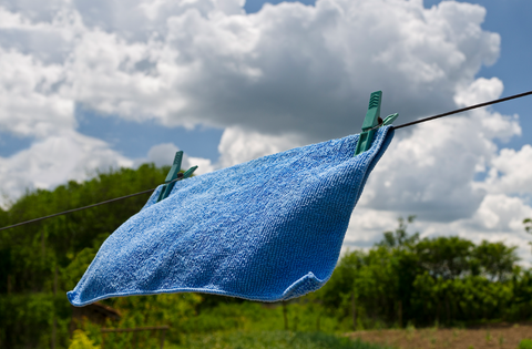 microfiber cloth on clothesline