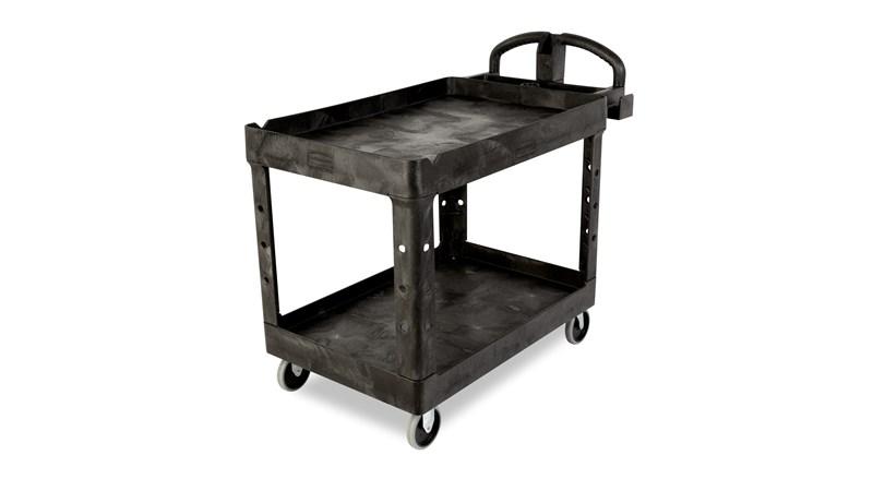 Rubbermaid Ergo Handle Utility Cart Heavy Duty Medium, Lipped Shelf - –  Dominion Supply Co