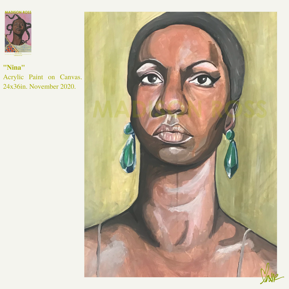 "Nina" - Acrylic Paint on Canvas. 24x36in. November 2020.