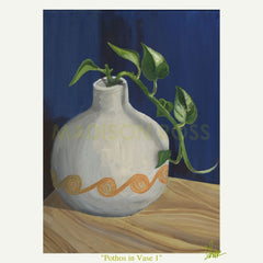 "Pothos in Vase 1" - Oil Paint on Canvas. 20x24in. April 2021.