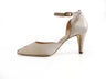 handpainted Italian comfortable beige pumps heels with flower design