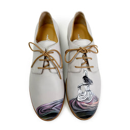 handpainted Italian comfortable  oxford ivory shoes with dance design