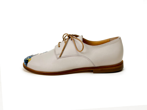 handpainted Italian comfortable oxford ivory shoes  with king design