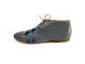 handpainted Italian comfortable charcoal chukka boots with leaf design