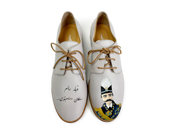 handpainted Italian comfortable oxford ivory shoes  with king design